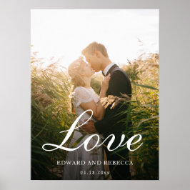 Kärlek Enkel Nygift Foto Elegant Bröllop Poster