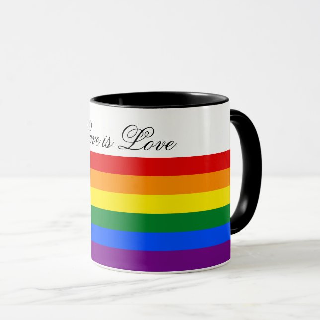Kärlek Equality Rainbow Flagga LGBT Lesbisk Gay pr Mugg (Framsida höger)