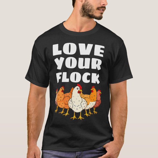 Kärlek er Flock Chicken Älskare Hen Poultry-jordbr T Shirt (Framsida)
