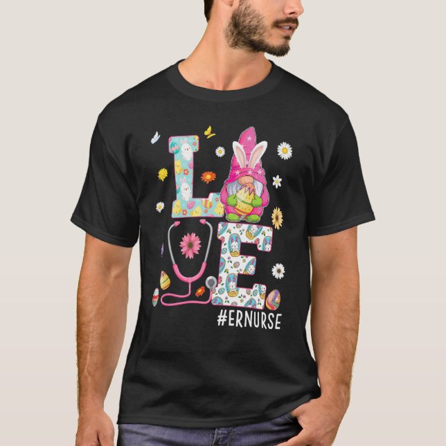Kärlek Er Nurse Bunny Gnome Påskäggs Hunt Nursing T Shirt (Framsida)