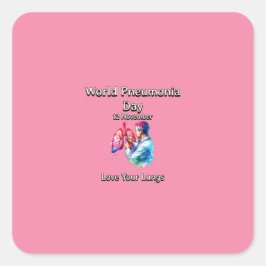 Kärlek era Lungs. World Pneumonia Day. Fyrkantigt Klistermärke