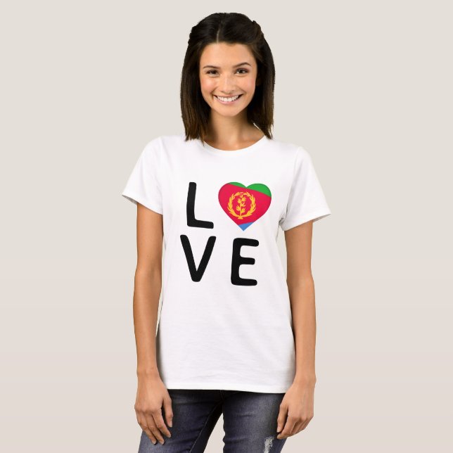 Kärlek - Eritrea Flagga T Shirt (Hel framsida)