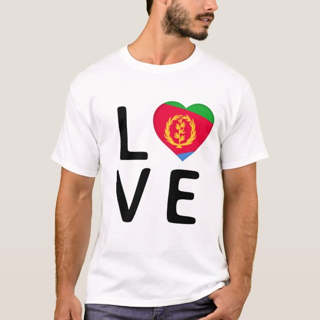 Kärlek - Eritrea Flagga T Shirt (Framsida)