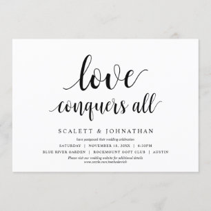 Kärlek erövrar alla, Bröllop Ändra datumkort Inbjudningar