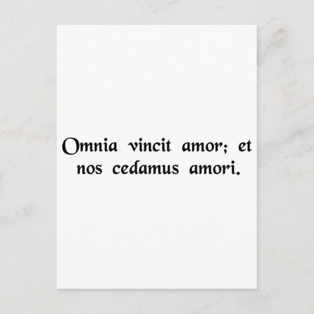 Kärlek erövrar hela sak; låt oss ge upp... vykort (Framsida)