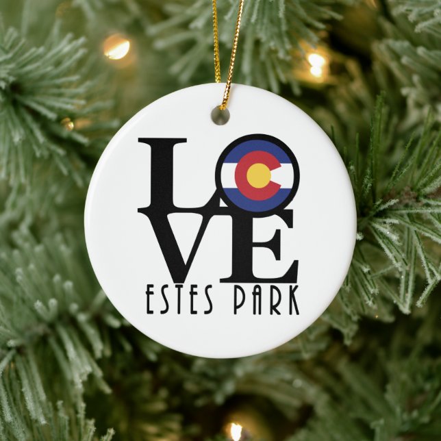 KÄRLEK Estes Park Colorado Julgransprydnad Keramik (Träd)