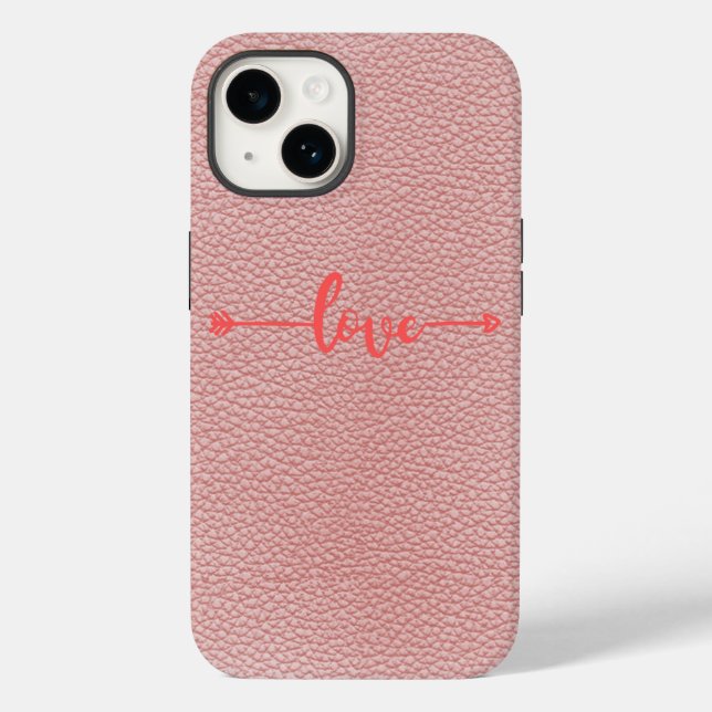 kärlek estetisk rosa iphone 14 fodral. (Baksida)