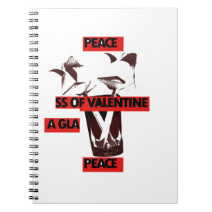 Kärlek: ett glas av Valentine Peace Art Anteckningsbok Med Spiral