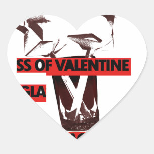 Kärlek: ett glas av Valentine Peace Art Hjärtformat Klistermärke