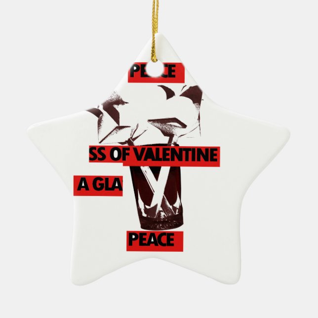  Kärlek: ett glas av Valentine Peace Art Julgransprydnad Keramik (Framsidan)