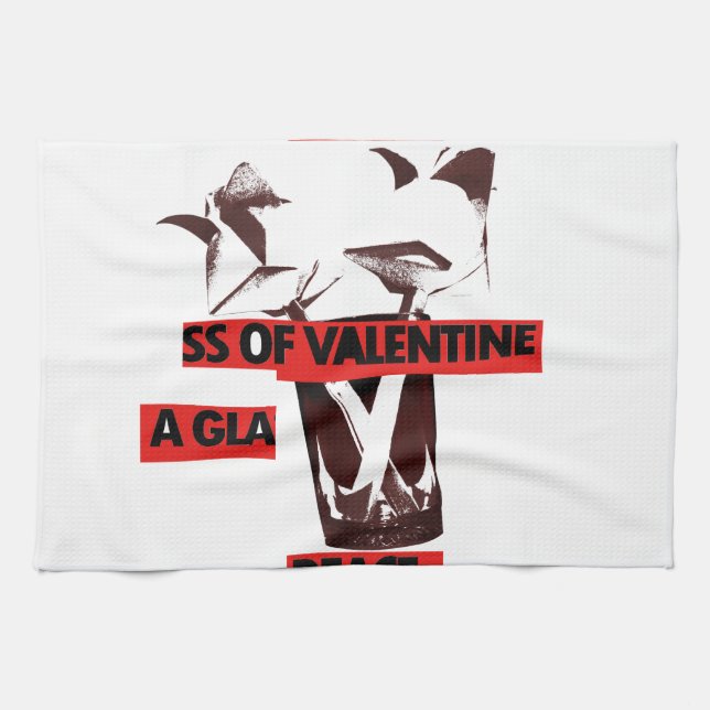  Kärlek: ett glas av Valentine Peace Art Kökshandduk (Horisontell)