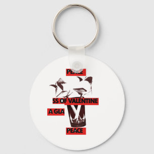 Kärlek: ett glas av Valentine Peace Art Nyckelring