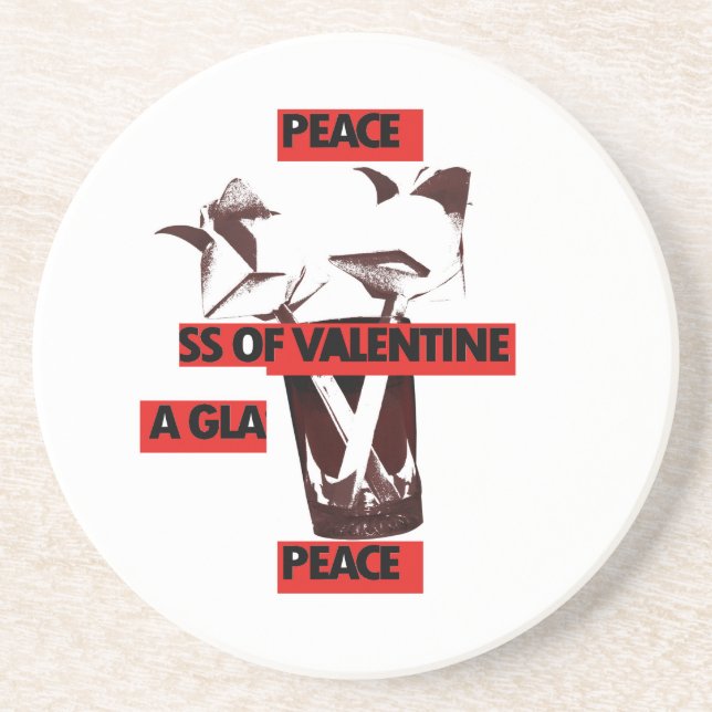  Kärlek: ett glas av Valentine Peace Art Underlägg Sandsten (Framsidan)