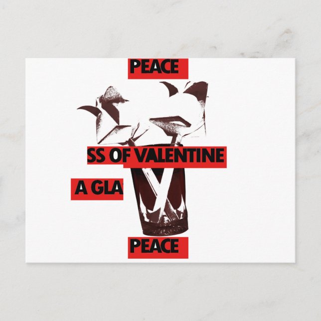  Kärlek: ett glas av Valentine Peace Art Vykort (Framsida)