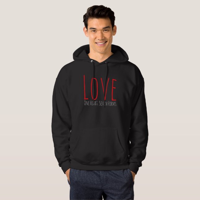 Kärlek - Ett Hjärta. Sju Former T-Shirt Hoodie (Hel framsida)