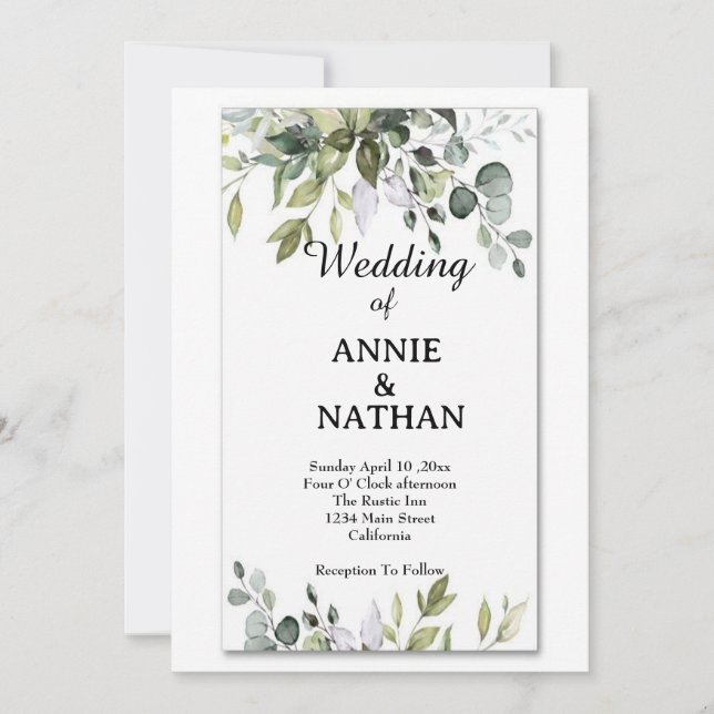 Kärlek: Eucalyptus Greenery Bröllop Inbjudningar (Framsida)