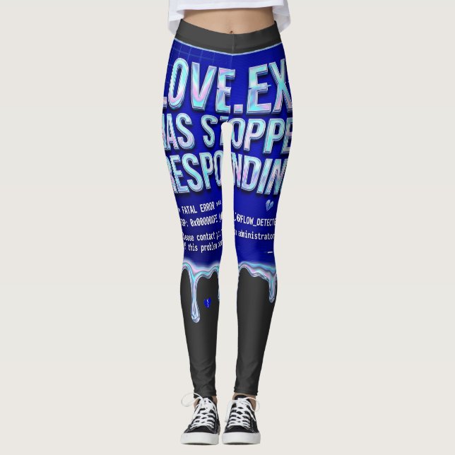 Kärlek Exe Blå Skärm Död Y2K Tech Rolig Coder Pr Leggings (Framsida)