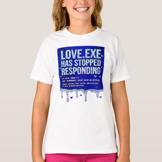 Kärlek Exe Blå Skärm Död Y2K Tech Rolig Coder Pr T Shirt (Framsida)