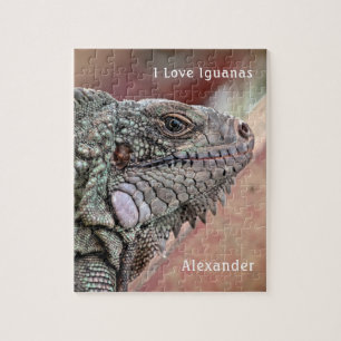 Kärlek Exotic Reptile Iguana Pet Photo Personalize Pussel