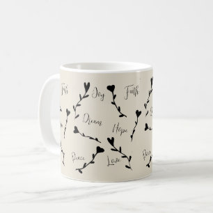 Kärlek Faith Hope Joy Dream Peace in Linen Kaffemugg