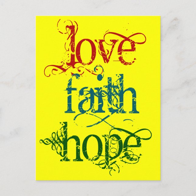 KÄRLEK FAITH HOPE VYKORT (Framsida)