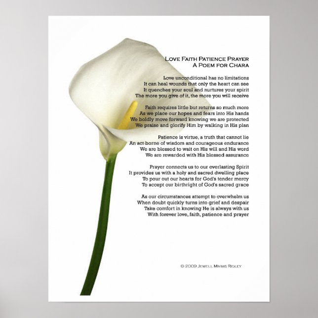 Kärlek Faith Patience Prayer Poster (Framsidan)