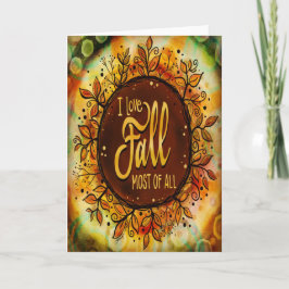 Kärlek Fall Söt Blommigt Löv Inspirief Kort