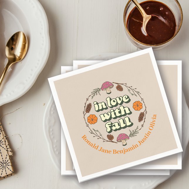 Kärlek Fall Thanksgiving Anpassa Namn i familjen Pappersservett (Skapare uppladdad)