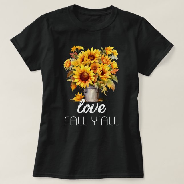 Kärlek Fall Y'all | Höst löv | Cute Fall T Shirt (Design framsida)