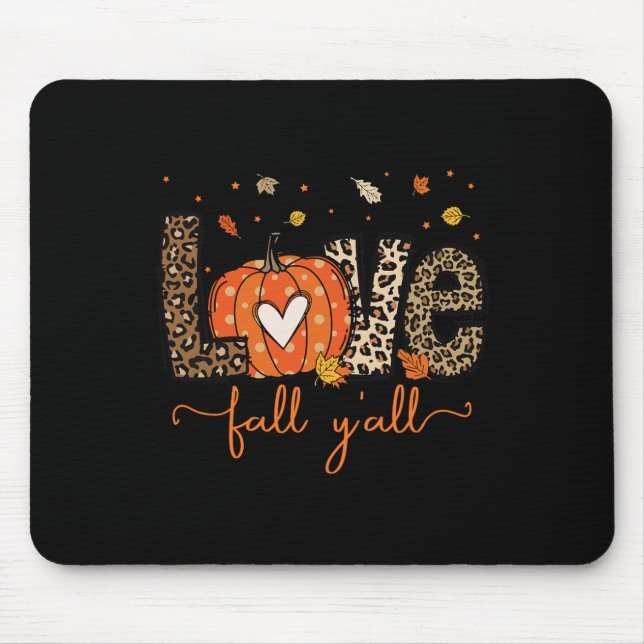 Kärlek Fall Y'all Leopard Pumpkin Halloween Thanks Musmatta (Framsidan)
