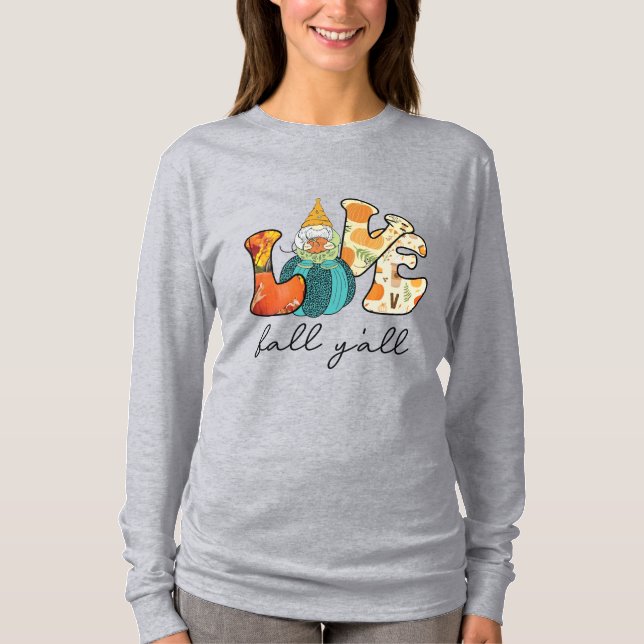 Kärlek Fall Y'all T Shirt (Framsida)