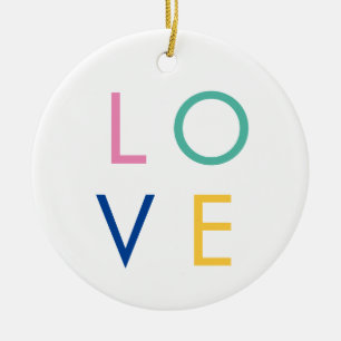 KÄRLEK-färgad valentintypografi Julgransprydnad Keramik
