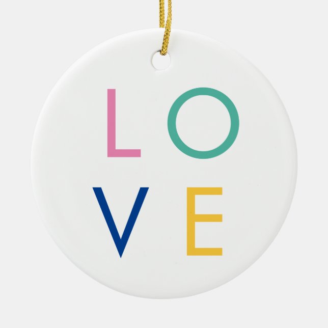KÄRLEK-färgad valentintypografi Julgransprydnad Keramik (Framsidan)