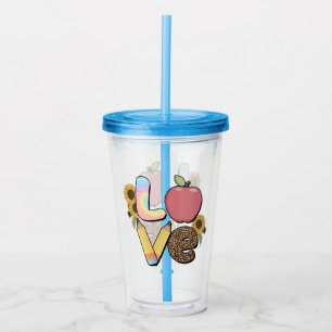 Kärlek - Färgfull lärardesign med äpple- och blyer Take Away Mugg