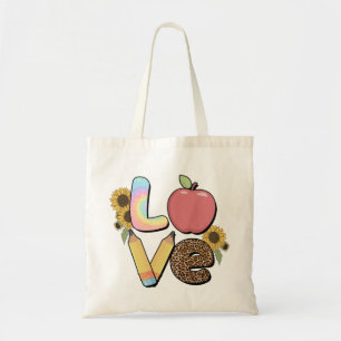Kärlek - Färgfull lärardesign med äpple- och blyer Tygkasse