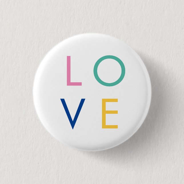 KÄRLEK färgrik valentin typografi Knapp (Framsida)