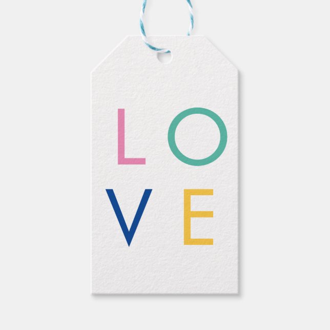 KÄRLEK färgrik valentin typografi Presentetikett (Framsidan)