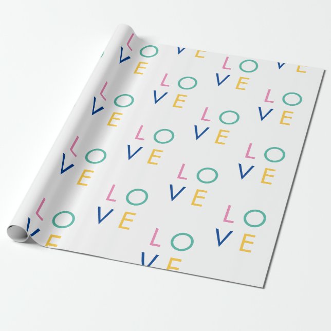 KÄRLEK färgrik valentine-typografi Presentpapper (Utrullad)