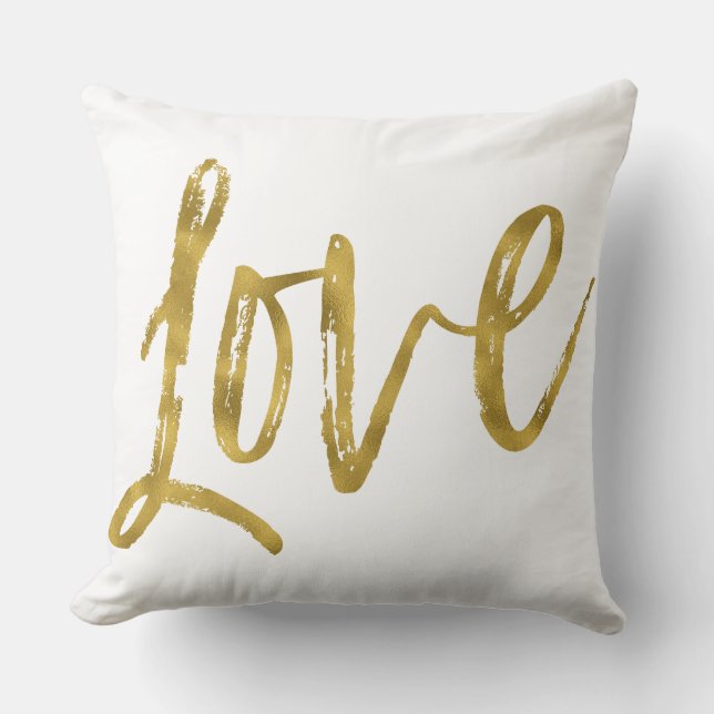 Kärlek Faux Gold Foil Pillow Kudde (Framsida)