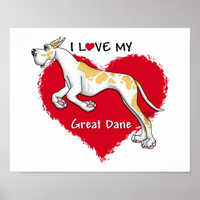 Kärlek Fawnequin Great dane Poster (Framsidan)