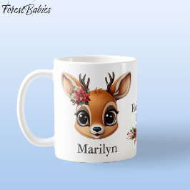 Kärlek, Festive Hjort, Fawn, Blommigt Doe 🦌 Kaffemugg