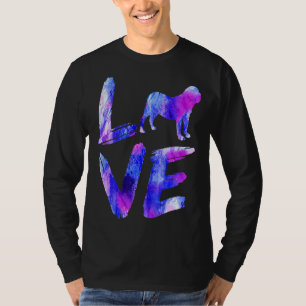 Kärlek Fila Brasileiro Watercolor Blue Hund Mamma T Shirt
