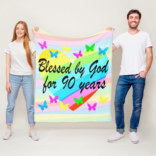 KÄRLEK FILERADE 90:E BIRTHDAY BLESSINGS FLEECE BLA (På plats)