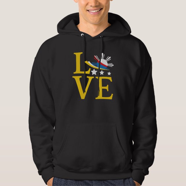 Kärlek - Filipino Flagga Typography Art Hoodie (Framsida)