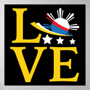 Kärlek - Filipino Flagga Typography Art Poster