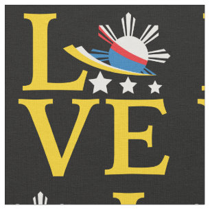 Kärlek - Filipino Flagga Typography Art Tyg
