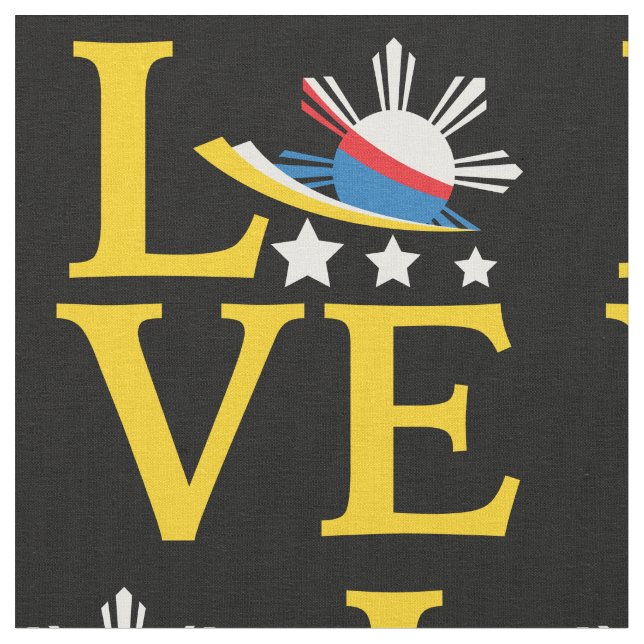 Kärlek - Filipino Flagga Typography Art Tyg (Närbild)