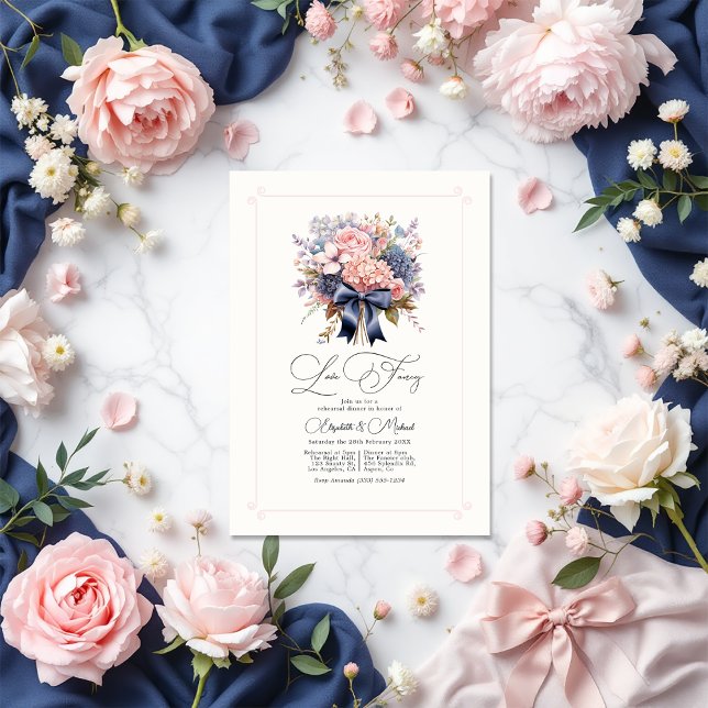 Kärlek Finare Elegant Blommigt Rehearsal Dinner Inbjudningar (Love Fancy Elegant Floral Rehearsal Dinner Invitation)