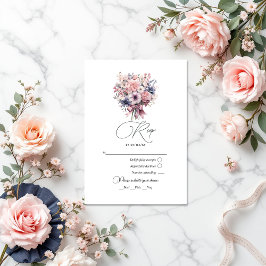 Kärlek Finare Rosa Bow och Pastel Bouquet Bröllop OSA Kort