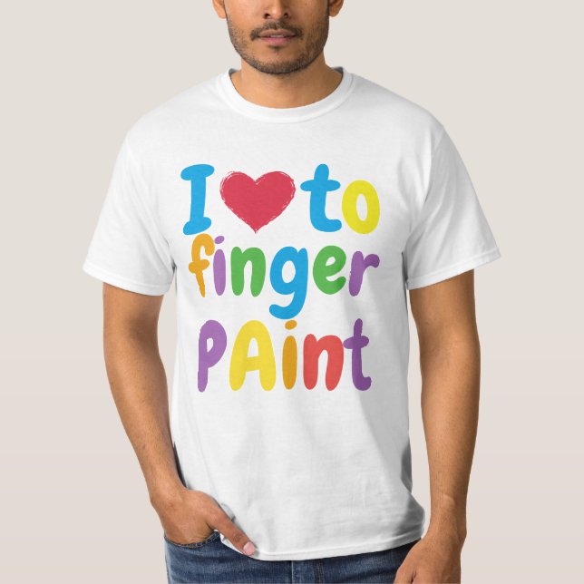 kärlek finger färg t shirt (Framsida)